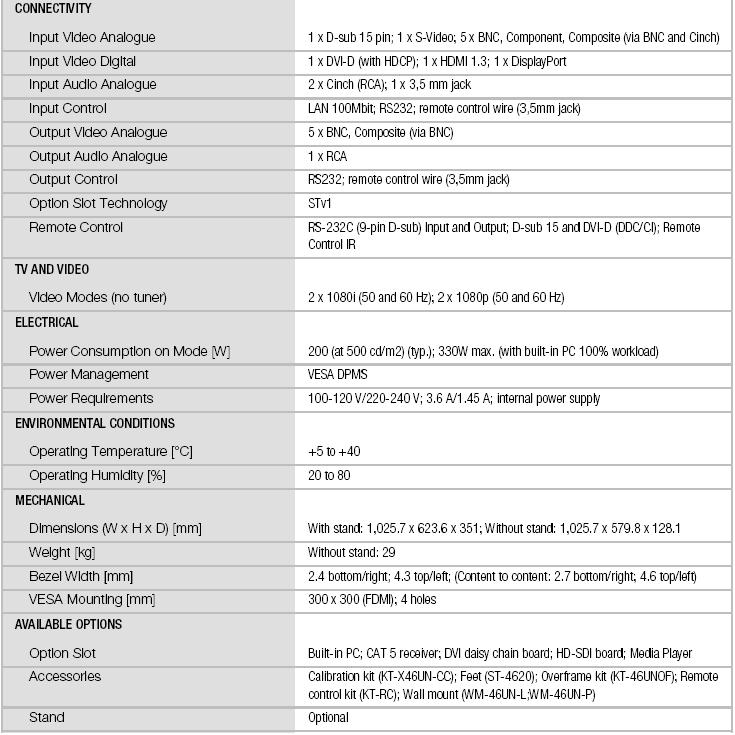 nec x462un tech specs 2